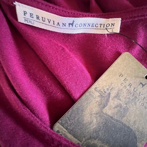 Peruvian Connection Raspberry Knit Midi Dress L NWT - Picture 6 of 9